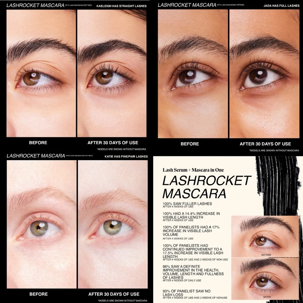 Freck Beauty LASHROCKET MASCARA with Lash Enhancing Peptides 0.38 fl oz/ 11.5 ml